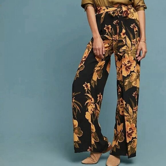 NEW Faithfull The Brand Floral Palazzo Front Slit Wrap Tie Pants Women’s Sz US 2 - Picture 1 of 7